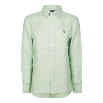 Polo Ralph Lauren Knoop Front Shirt - Dames - Blouses & Shirts - Groen - Maat: XL