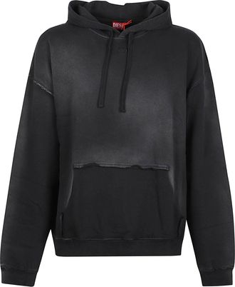 Diesel S-Pock Black Distressed Cropped Hoodie