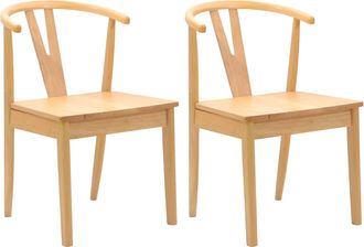 vidaXL Silla De Comedor 2 Uds. Madera De Caucho S&oacute;lido Natural Vidaxl