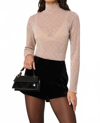 Astr Kyra Sheer Metallic Top In Champagne