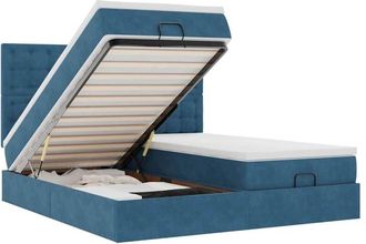 vidaXL Estructura De Cama Otomana Colchones Terciopelo Azul Oscuro Vidaxl