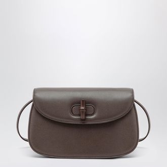 Gucci Small shoulder bag in dark taupe leather with bamboo closure