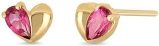 Bony Levy 14K Yellow Gold Pink Topaz Heart Stud Earrings in 14Ky at Nordstrom Rack
