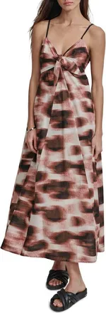 DKNY Tie Front Maxi Dress in Abstract Dot at Nordstrom, Size X-Large