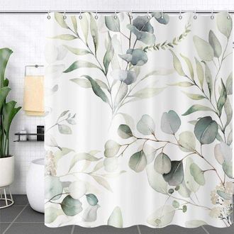 No Brand Cortina De Ducha Antimoho - Naturaleza Y Flores - Cortina De Ducha 180x180 Cm - Cortina De Ducha - Anillas Para Cortina De Ducha