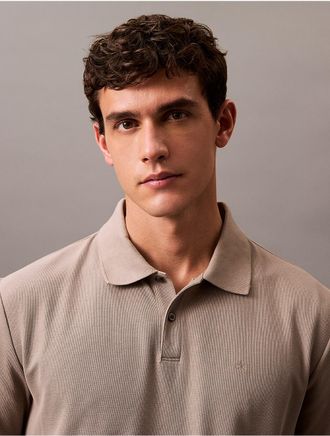 Calvin Klein Mens Refined Pique Polo Shirt - Grey - XL