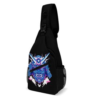 Generic Samurai Mask Japanese Unisex Shoulder Bags Casual Crossbody Chest Bag Sling Backpack for Hiking Cycling Travel