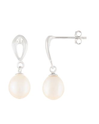 Splendid Pearls Silver 7-8Mm Pearl & Cz Earrings