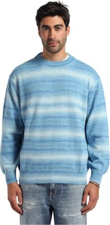 President's Gestreept Gradient Trui met Ronde Hals - Heren - Ronde hals truien - Blauw - XS - Katoen - Truien & Vesten