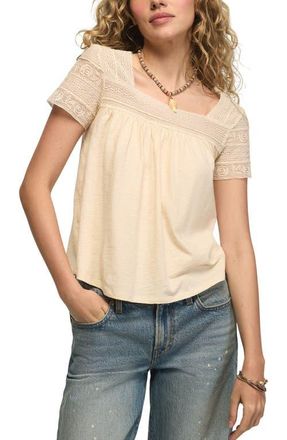 Lucky Brand Lace Trim Swing Top in Pink Tint at Nordstrom, Size X-Large