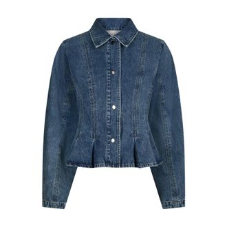 Neo Noir Rivora Denim Peplum Jas - Dames - Jassen - Blauw - Maat: XS Denim