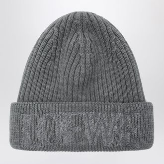 Loewe Grey wool beanie with logo embroidery