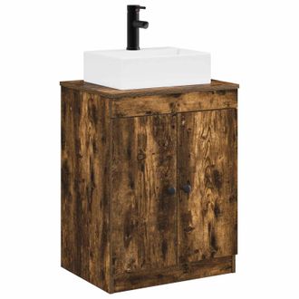 vidaXL Juego De Muebles De Ba&ntilde;o Roble Ahumado Madera De Ingenier&iacute;a Vidaxl