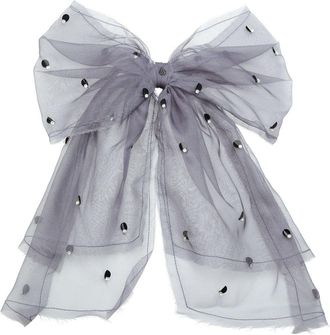 Maison Michel Wicole silk bow hair clip - women - Plastic/Silk - One Size - Grey