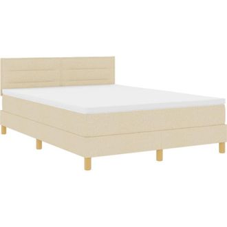 vidaXL Box Spring Bed with Mattress Cream 140 x 190 cm Fabric vidaXL