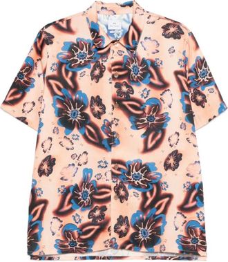 Paul Smith Floral-Print Short Sleeve Shirt - Heren - Korte mouwen Overhemden - Veelkleurig - M - Katoen - Overhemden
