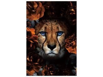 Schubiger M&ouml;bel Digitaldruck auf Glas Leopard mit Blumen