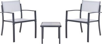 Beliani Bistro Set Grey Steel 2 Seater Set with Coffee Table Industrial Modern Style Balcony TAVOLETO