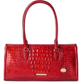 Brahmin Sophia Croc Embossed Leather Satchel in Red Opal Melbourne at Nordstrom