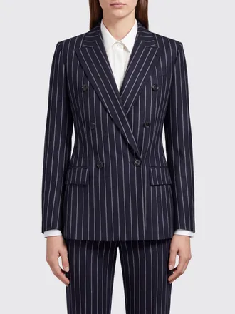 Max Mara Blazer doppiopetto gessato in misto lana vergine con vestibilit&agrave; slim