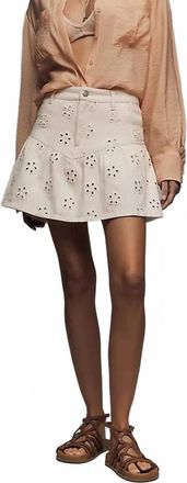 Saylor Pippi Daisy Eyelet Denim Mini Skirt In White