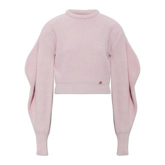 Blumarine Wollen trui met schoudervullingen - Dames - Truien - Roze - Maat: M Wol