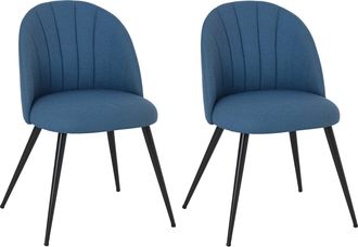 HOMCOM Set of 2 Dining Chairs with Shell Backrest and Padded Seat - Blue | TJ Hughes