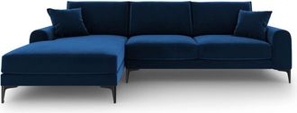 BLOOMINGLOFT Design Ecksofa Madara mit Samtbezug - Königsblau