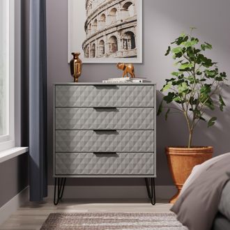 Lewis's Harlequin 4 Drawer Chest in Dusk Grey - Ready Assembled - Lewiss Home | TJ Hughes