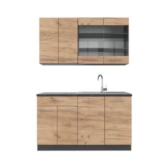 Vicco Cocina Para Solteros Fame-line, Oro Power Roble/antracita, 140 Cm Sin Encimera