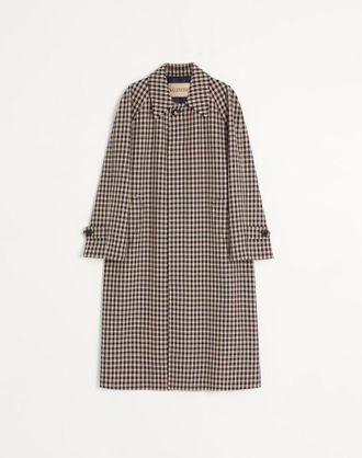 Valentino Cappotto Monopetto In Cotone E Lana Con Motivo Vichy Uomo NAVY/BEIGE 44