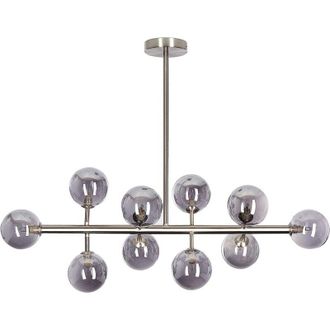 Beliani Lámpara de techo de metal plateado 68 cm cristal colgante 10 luces Ramis