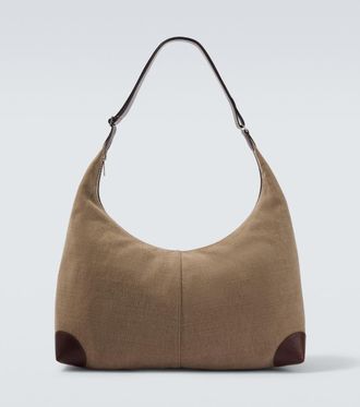 Brunello Cucinelli Leather-trimmed shoulder bag