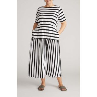 Universal Standard Thea Divine Jersey Midi Dress in Black/white Stripe at Nordstrom, Size Xxx-Large
