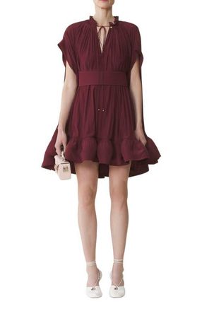 Lanvin Short Charmeuse Dress in Burgundy at Nordstrom, Size 42 Eu