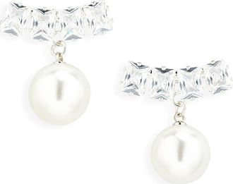 Tasha CZ & Faux Pearl Drop Earrings in Silver Cz Pearl at Nordstrom Rack