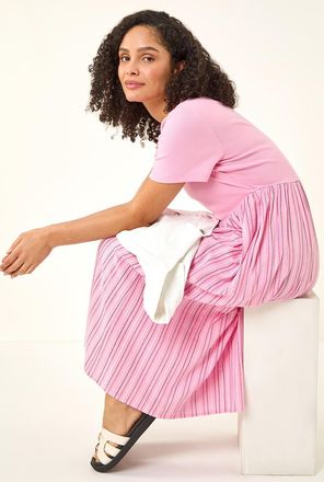 Roman Textured Stripe Midi Dress