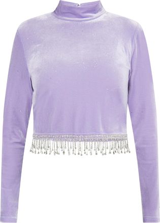 Faina Glittershirt van stretchfluweel Dames lavendel