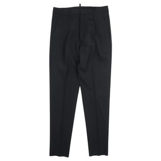 Dsquared2 Straight Trousers, male, Black, Size: XL One Pleat Wool Pant