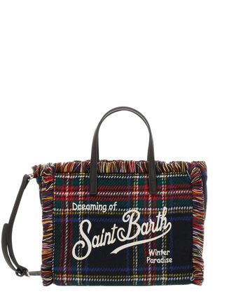 MC2 Saint Barth Tartan Pattern Fringed Edges Tote Bag