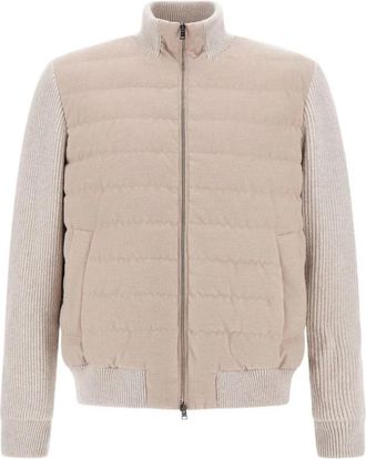 Herno Resort Jas in Wolmix Melange Flanel - Heren - Gewatteerde jassen - Beige - 2XL - Wol - Jassen