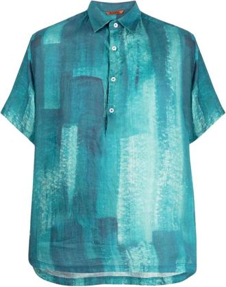 Barena Polo Shirt met Print - Heren - Korte mouwen Overhemden - Blauw - L - Overhemden