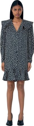 Chlo&eacute; Gegolfde mini-jurk van zijde-jacquard met stippen - Dames - Shirt Kleedjes - Zwart - XS - Kleedjes