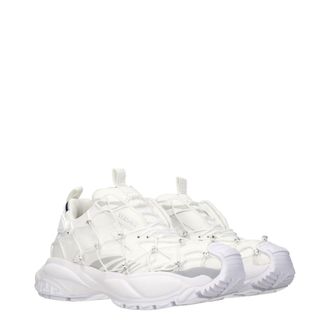 Versace Rhinestone-Embellished Fabric Sneakers - White