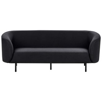 Beliani Sof&aacute; 3 Plazas De Poli&eacute;ster Negro Suave Patas Retro Glamour Loen