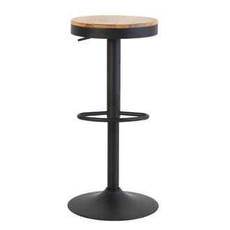 Koketto Home Taburete alto de cocina en olmo con patas de metal negro