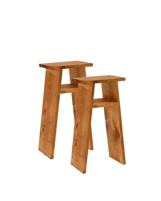 Deco Wood Pack 2 mesitas elaborada con madera maciza marr&oacute;n 60x20cm