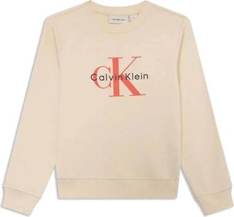 Calvin Klein Jeans Kids Sweatshirts, male, Beige, 16 Y, Monogram Terry CN Sweatshirt