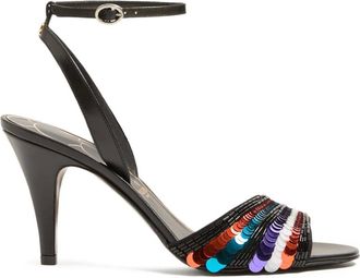 Valentino Garavani Ladycrush sequin-embroidered sandals - women - Calf Leather/Calf Leather/Calf Leather/Sequin - 39.5 - Black