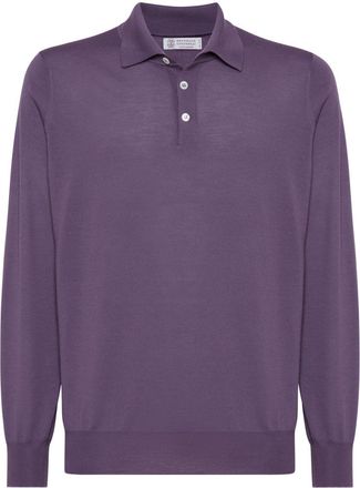 Brunello Cucinelli polo-collar cotton polo shirt - men - Wool/Cashmere - 60 - Purple